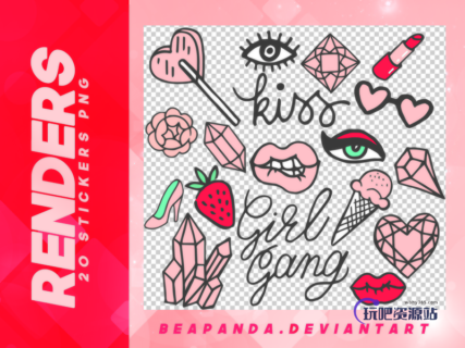 12种懵懂可爱的少女心卡通贴纸素材韩国笔刷风格下载（PNG免扣图透明格式）-玩吧资源站