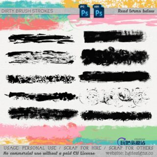 画笔、颜料刷子痕迹效果PS笔刷素材下载-玩吧资源站