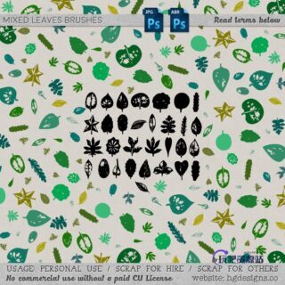 版刻、复刻式各种树叶造型图案PS笔刷下载-玩吧资源站