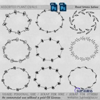 漂亮的手绘小清新花圈图案Photoshop笔刷下载-玩吧资源站