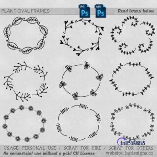 可爱童趣手绘花圈、花环图案PS笔刷下载-玩吧资源站