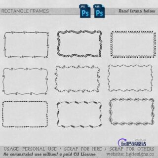 漂亮的手绘方框边框图案Photoshop笔刷下载-玩吧资源站