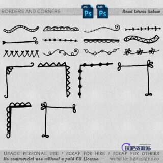可爱手绘的线条图案Photoshop线条花纹笔刷-玩吧资源站
