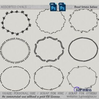 手绘可爱风格的花纹花圈、花环图案PS笔刷下载-玩吧资源站