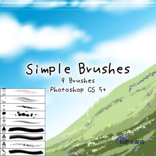 9种插画艺术手绘笔刷Photoshop素材下载-玩吧资源站