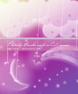 梦幻星星、月亮、卡通云朵PS笔刷素材下载-玩吧资源站