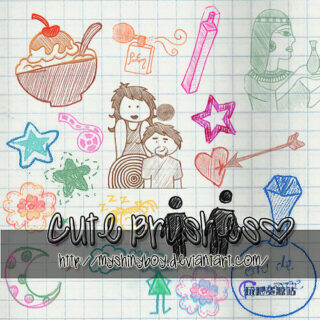 可爱的童趣生活涂鸦图形Photoshop美图笔刷-玩吧资源站