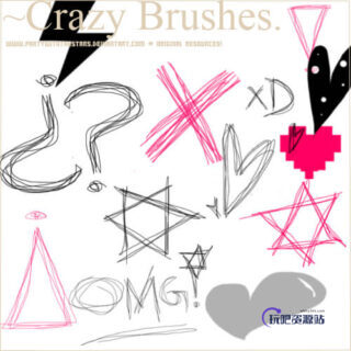 卡哇伊童趣手绘线条图形PS笔刷素材下载-玩吧资源站