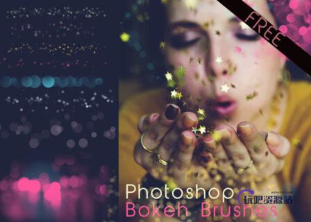 散景背景虚化效果、光斑图形PS笔刷素材-玩吧资源站