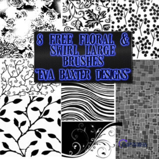 抽象派植物艺术花纹图案PS笔刷素材下载-玩吧资源站