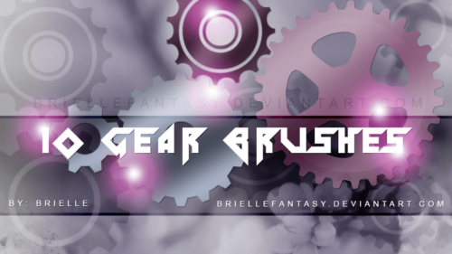 10种不同形状的齿轮图案PS笔刷素材下载-玩吧资源站