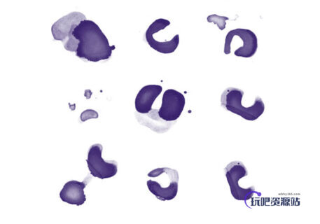 水彩油墨痕迹Photoshop笔刷素材下载-玩吧资源站