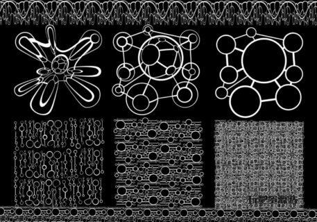 抽象扭曲的圆圈组合图案Photoshop笔刷素材下载-玩吧资源站