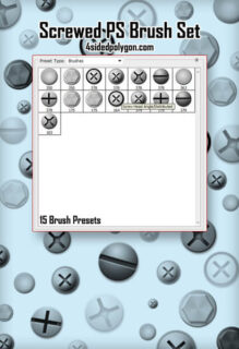 螺丝钉、钉子、铆钉等图案PS笔刷素材下载-玩吧资源站