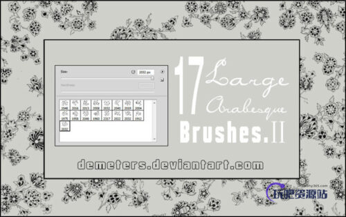 17种漂亮的小清新印花图案Photoshop笔刷素材下载-玩吧资源站