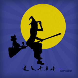 可爱的万圣节巫女、女巫卡通图形PS笔刷素材下载-玩吧资源站