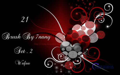 21种时尚爱心元素装扮、婚礼请柬装扮元素PS笔刷素材-玩吧资源站