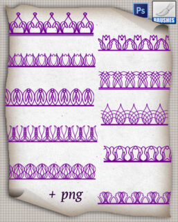 简单的蕾丝边式印花图案、花纹边框Photoshop笔刷素材下载-玩吧资源站