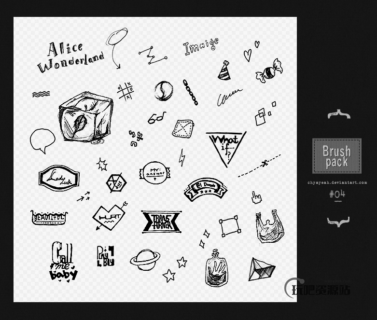 可爱幼稚童趣涂鸦手绘图形PS笔刷素材下载-玩吧资源站