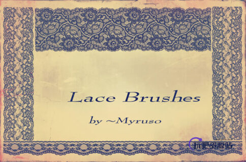 蕾丝花边式花纹边条图案Photoshop笔刷素材下载-玩吧资源站