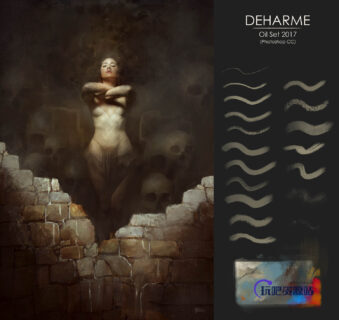 Photoshop CC高级油墨水彩颜料画笔PS笔刷素材-玩吧资源站