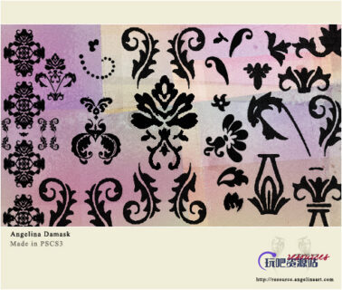 华贵的植物印花图案PS笔刷下载-玩吧资源站