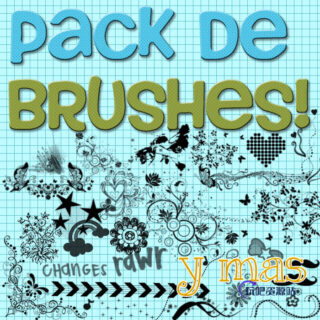 时尚艺术花纹图案、潮流植物花纹装饰背景PS笔刷素材-玩吧资源站