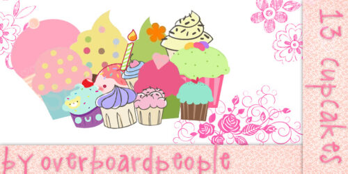 可爱卡哇伊的纸杯蛋糕素材PS笔刷(PNG透明格式)-玩吧资源站