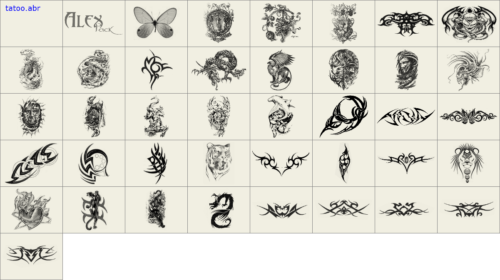 酷炫魔鬼、恶魔纹身图案、种族图腾刺青徽章、魔龙纹饰PS笔刷素材-玩吧资源站