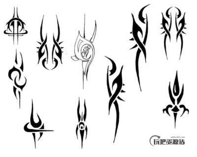 火焰纹饰徽章图形Photoshop笔刷素材下载-玩吧资源站