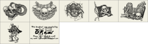 手绘骷髅头图案Photoshop笔刷素材-玩吧资源站