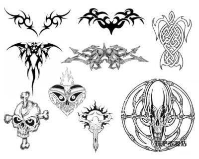 超酷欧美式纹饰、纹身、刺青图案Photoshop笔刷素材下载-玩吧资源站