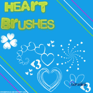 炫酷爱心图案、情人节心形装饰PS笔刷素材-玩吧资源站