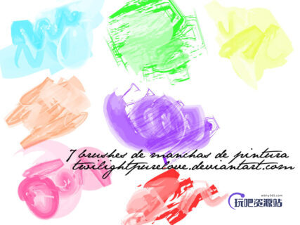 手绘颜料画笔涂抹痕迹Photoshop笔触笔刷-玩吧资源站