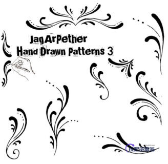 手绘涂鸦式植物式印花图案Photoshop笔刷素材#.3-玩吧资源站