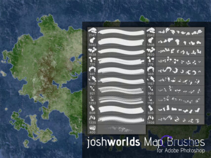 地图素材、岛屿、大陆元素Photoshop地图笔刷-玩吧资源站