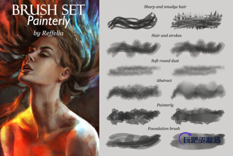 高级绘画、插画套装Photoshop笔刷素材下载-玩吧资源站