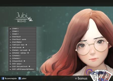 一套私人自用的CG绘画专用的Photoshop插画笔刷素材下载-玩吧资源站