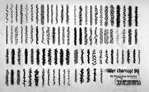 90种碳素笔涂抹、铅笔蜡笔划痕效果Photoshop笔刷素材下载-玩吧资源站