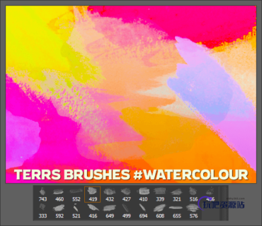 水彩涂抹效果PS笔刷素材下载-玩吧资源站