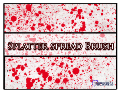 飞溅油漆、血水、血滴效果PS笔刷素材下载-玩吧资源站