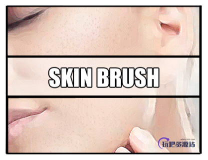 一组简单的平滑皮肤纹理、毛孔雀斑皮肤PS笔刷下载-玩吧资源站