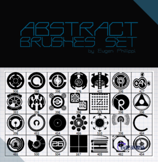 超科技元素装扮图案Photoshop科技笔刷素材下载-玩吧资源站