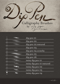 高级钢笔笔触效果PS笔刷素材-玩吧资源站