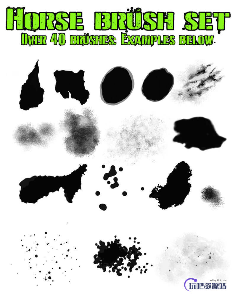 马的斑纹纹理图案、花豹皮毛纹理、奶牛的斑点效果Photoshop笔刷下载