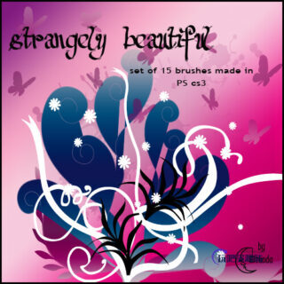 漂亮优雅的植物印花与蝴蝶花纹图案PS笔刷素材下载-玩吧资源站