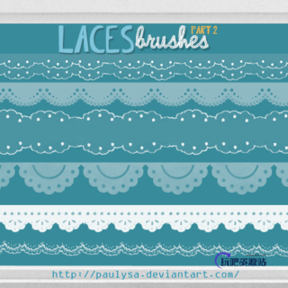 漂亮美丽的蕾丝花边式边条装饰PS笔刷素材-玩吧资源站