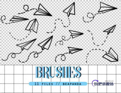 可爱的飞机标识图案PS笔刷素材免费下载-玩吧资源站