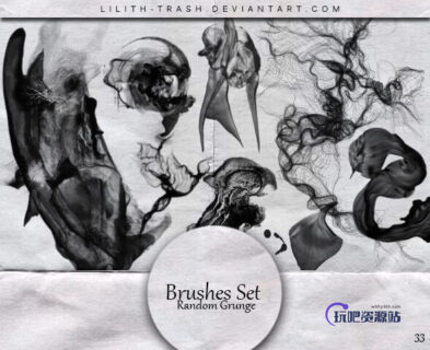 33个难看的垃圾图案Photoshop笔刷素材下载-玩吧资源站