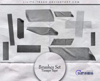 胶布、胶带效果Photoshop笔刷素材下载-玩吧资源站